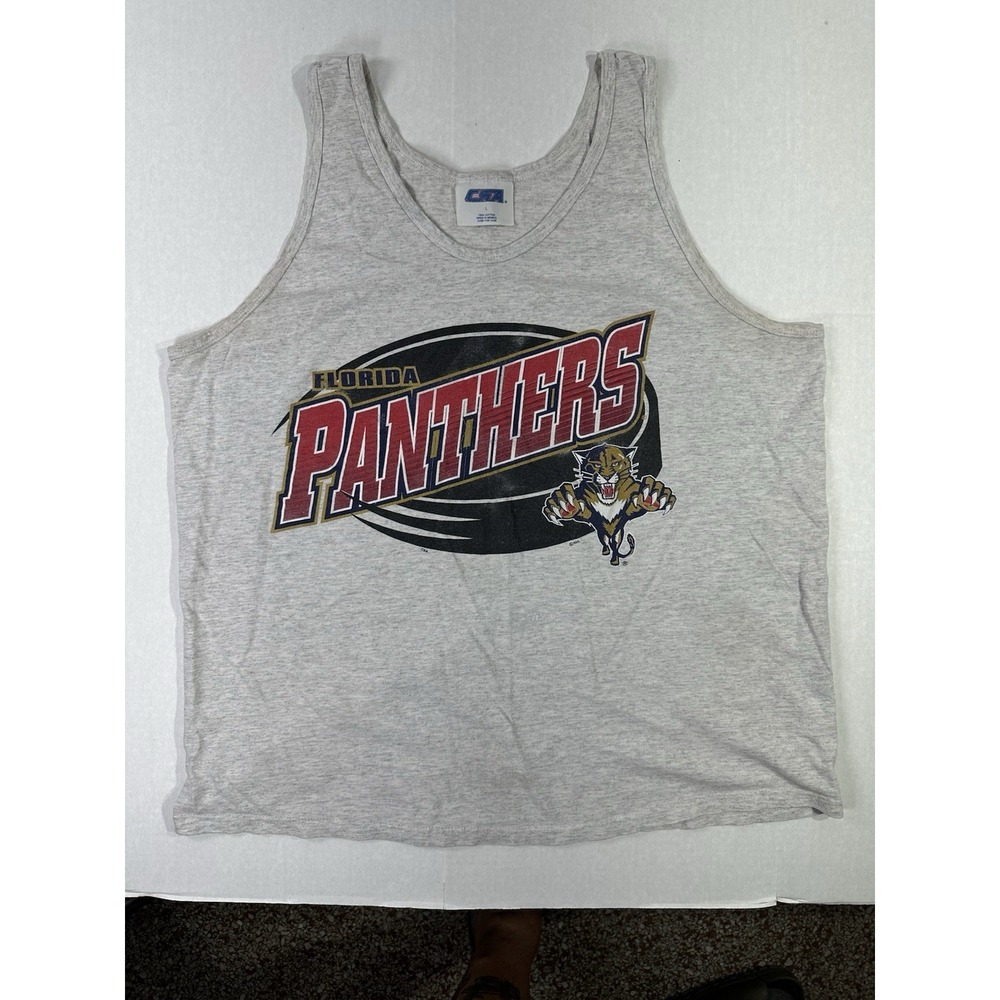 Vintage 90s Florida Panthers NHL Tank Top Men's Large Gray Nutmeg Mills USA